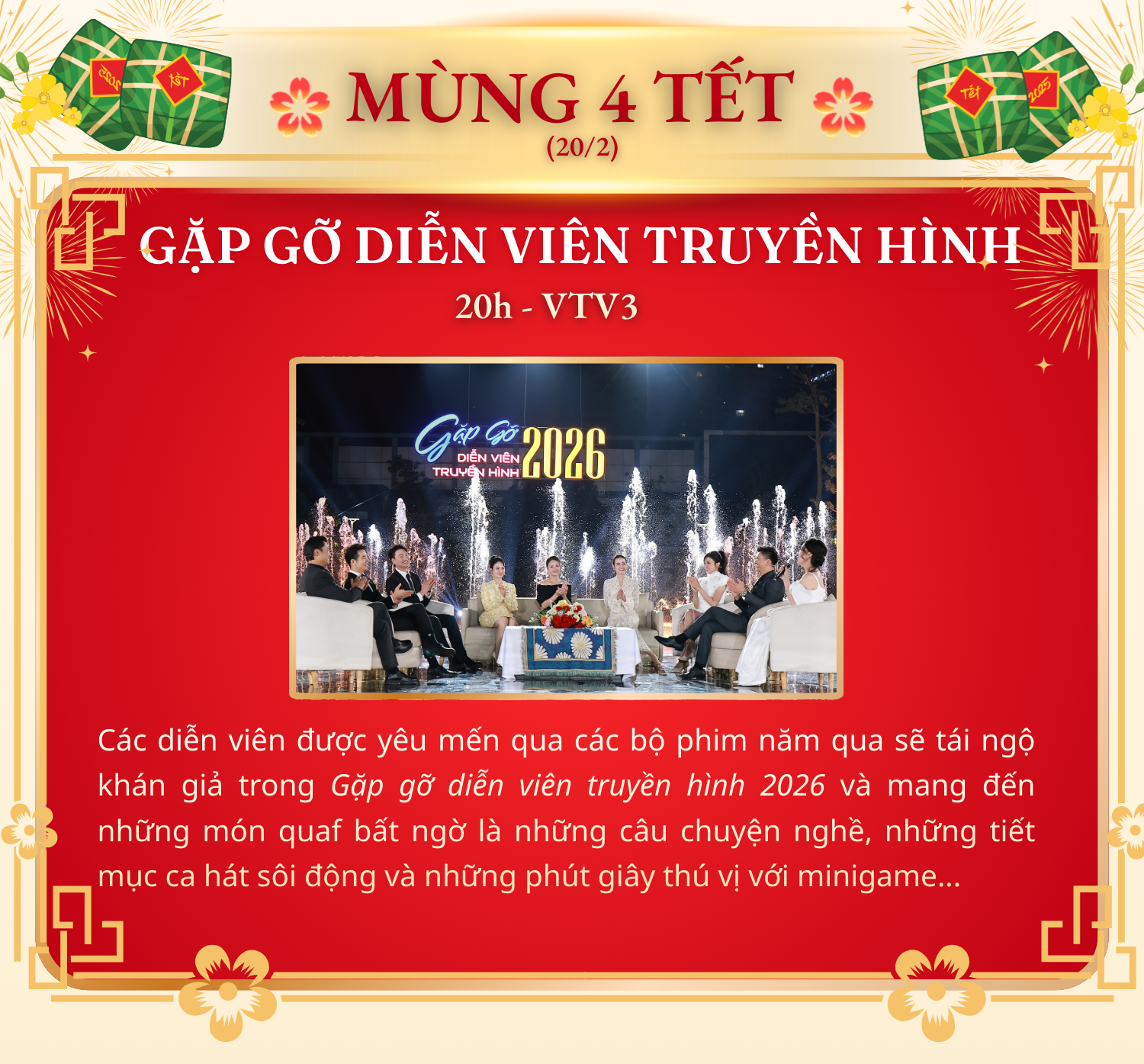 Gặp gỡ diễn viên truyền hình 2026 - điểm hẹn Mùng 4 Tết trên VTV3